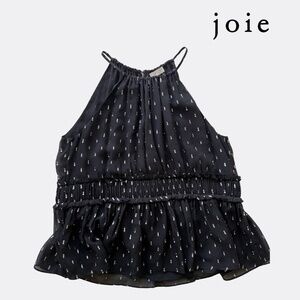 JOIE Shawnette Halter Silk Top – XS – Caviar/Silver – Excellent Condition